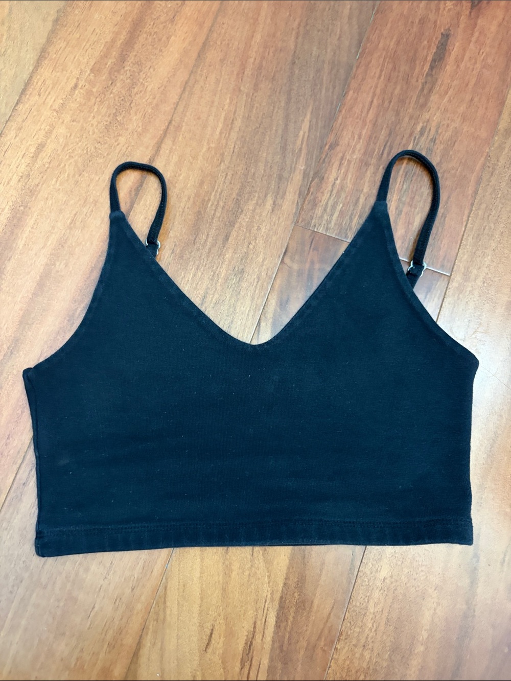 Black V-Neck Crop Cami Top